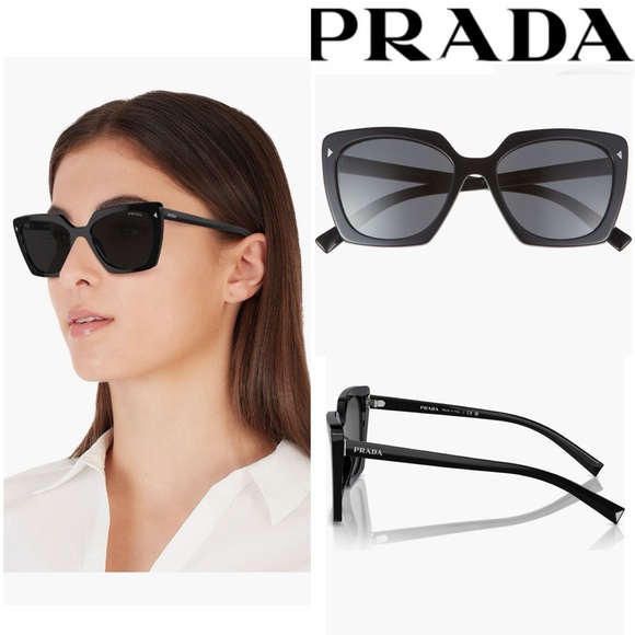 Prada PR23ZSF 54mm Square Sunglasses in Black NWT 377$ - Picture 1 of 16